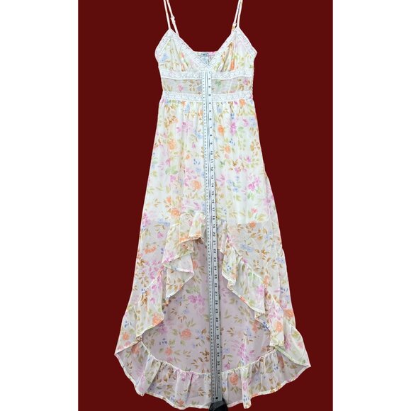Rue 21 - Women's Summer Sleeveless High Low Hem Ruffle Floral Dress - White - XS - Picture 6 of 16